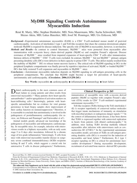 MyD88 Signaling Controls Autoimmune Myocarditis Induction.